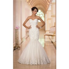 Classic Trumpet Mermaid Sweetheart Tulle Lace Beaded Corset Wedding Dress