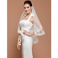 Classic Two Layer Elbow Tulle Lace Wedding Bridal Veil  