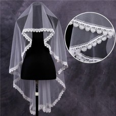 Classy One Tier Tulle Venice Lace Waltz Length Wedding Bride Veil