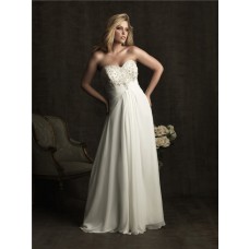 Elegant A line sweetheart chiffon plus size beach wedding dress with beading and buttons