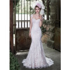 Elegant Mermaid Sweetheart Vintage Lace Wedding Dress Detachable Cap Sleeves