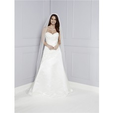 Fitted A Line Strapless Sweetheat Satin Lace Beaded Wedding Dress With Buttons