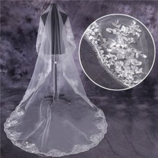 Glitter One Tier Tulle Lace Sequins Long Cathedral Wedding Bridal Veil