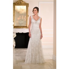 Gorgeous A Line Sweetheart Backless Lace Beaded Crystal Wedding Dress