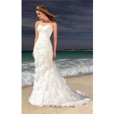 Romantic Mermaid Sweetheart Corset Lace Beaded Ruffle Destination Beach Wedding Dress