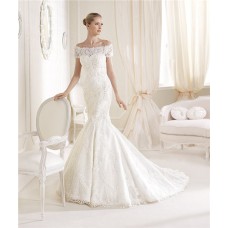 Romantic Mermaid Sweetheart Venice Lace Wedding Dress With Off The Shoulder Sleeves Jacket