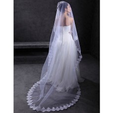 Royal One Layer Cathedral Tulle Lace Wedding Bridal Veil 