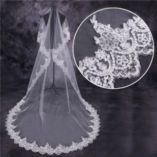 Royal Princess Tulle Lace Cathedral Length Wedding Bridal Veil
