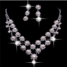 Royal pearl Wedding Bridal Jewelry Set,Including Necklace And Earrings 