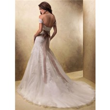 Sexy A Line Off The Shoulder Lace Wedding Dress With Detachable Straps Belt