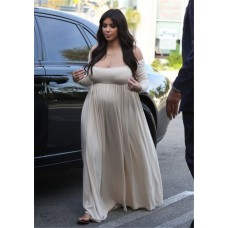 Sexy Long Ivory Pregnant Kim kardashian Maternity Dress
