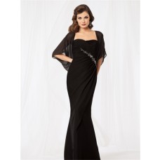 Sexy mermaid sweetheart floor length black chiffon mother of the bride dress with jacket