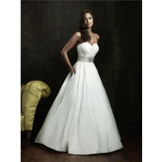 Simple A Line Sweetheart Taffeta Wedding Dress With Sparkle Belt Pocket