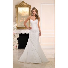 Simple Mermaid Strapless Sweetheart Organza Ruched Corset Wedding Dress