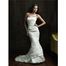 Simple Slim Mermaid Strapless Taffeta Wedding Dress With Ruching