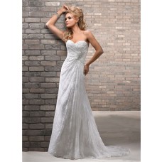 Slim Sheath Sweetheart Lace Beach Wedding Dress With Buttons Crystal