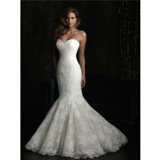 Stunning Mermaid Sweetheart Fit And Flare Lace Wedding Dress With Train 