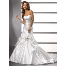 Trumpet/ Mermaid Sweetheart Satin Wedding Dress With Pick Up Skirt Beading Pleat
