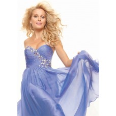 Elegant princess sweetheart long lavender chiffon prom dress with beading