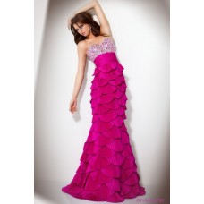 Unique Mermaid Sweetheart Tiered Beaded Hot Pink Prom Dress With Corset Back