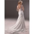 A Line Bateau Neck Taffeta Lace Wedding Dress With Low Back