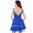 A Line Deep V Neck Short Royal Blue Chiffon Beading Homecoming Prom Dress