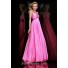 A Line Empire Waist Long Hot Pink Chiffon Draped Prom Dress With Beading Straps