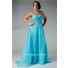 A Line Halter Long Blue Chiffon Sparkle Beaded Plus Size Prom Dress