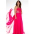 A Line Halter Long Red Chiffon Sparkle Beaded Plus Size Prom Dress