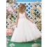 A Line Halter White Organza Wedding Flower Girl Dress With Pink Sash Flowers