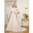 A Line High Neck Cap Sleeve Lace Modest Wedding Dress With Capelet Beaded Sash