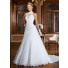 A Line High Neck Sheer Back Tulle Lace Beaded Wedding Dress With Collar