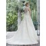A Line Illusion Neckline See Through Back Lace Sparkly Wedding Dress With Belt