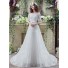 A Line Off The Shoulder Short Sleeve Lace Wedding Dress With Bow Belt