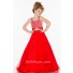 A Line Princess Red Chiffon Beaded Little Flower Girl Evening Prom Dress