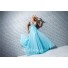 A Line Princess Straps V Neck Long Aqua Blue Chiffon Prom Dress With Beading