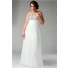 A Line Princess Sweetheart Empire Long White Chiffon Beaded Plus Size Evening Prom Dress