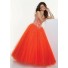 A-Line/Princess Sweetheart Floor-Length Orange Tulle Prom Dress With Beading