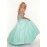 A-Line/Princess Sweetheart Floor Length royal mint green beaded tulle prom dress with corset