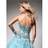 A Line Princess Sweetheart Long Blue Tulle Sequins Sparkle Prom Dress