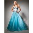 A Line Princess Sweetheart Long Blue Tulle Sequins Sparkle Prom Dress