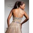 A Line Princess Sweetheart Long Champagne Nude Sequin Prom Dress Beading Rhinestones