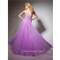 A Line Princess Sweetheart Long Purple Lilac Flowy Chiffon Prom Dress With Beading