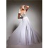 A Line Princess Sweetheart Long White Chiffon Gold Beaded Evening Prom Dress With Slit