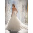 A Line Princess Sweetheart Pleated Tulle Lace Beaded Wedding Dress Corset Back