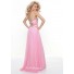 A-Line/Princess Sweetheart long sky pink chiffon prom dress with crystals
