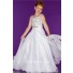 A Line Princess White Chiffon Beaded Little Flower Girl Evening Prom Dress
