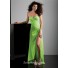 A-Line/Princess sweetheart lime green chiffon high low prom dress with beading
