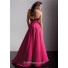 A-Line/Princess sweetheart empire long black red chiffon prom dress with beading