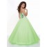 A-Line/Princess sweetheart long green crystal prom dress